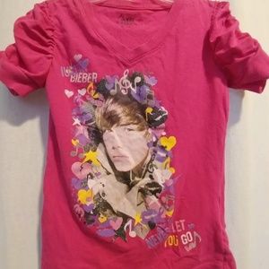 JUSTIN BIEBER GIRLS PINK SHIRT Medium 7/8